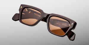 Jacques Marie Mage Fellini Walnut Sonnenbrille in Braun - Eckige, limitierte, handgefertigte Luxusbrille