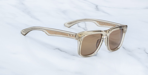 Jacques Marie Mage Wesley Marzipan - Luxus-Sonnenbrille handgefertigt in Japan mit beigen Rahmen und braunen Gläsern