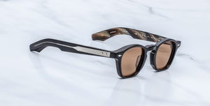 Runde Jacques Marie Mage Zephirin Brun Sonnenbrille in Schwarz - limitierte, handgefertigte Luxusbrille aus Japan