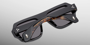 Rechteckige Jacques Marie Mage - Genetic Space Child | Bunker77 | Noir - Luxussonnenbrille mit schwarzem Rahmen und schwarzen Gläsern