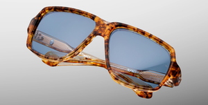 Eckige Jacques Marie Mage Skeleton Bay | Bunker77 | Cairo - Luxussonnenbrille mit braunem Rahmen und blauen Gläsern