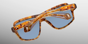 Eckige Jacques Marie Mage Skeleton Bay | Bunker77 | Cairo - Luxussonnenbrille mit braunem Rahmen und blauen Gläsern