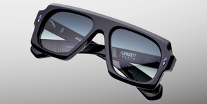 Eckige Jacques Marie Mage Decato | Bunker77 | Regal - Luxussonnenbrille mit schwarzem Rahmen und blauen Gläsern