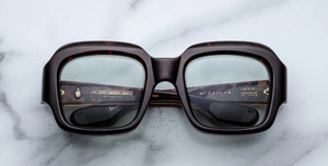 Jacques Marie Mage Evelyn Yesterday Rechteckige Luxusonnenbrille mit braunem Rahmen
