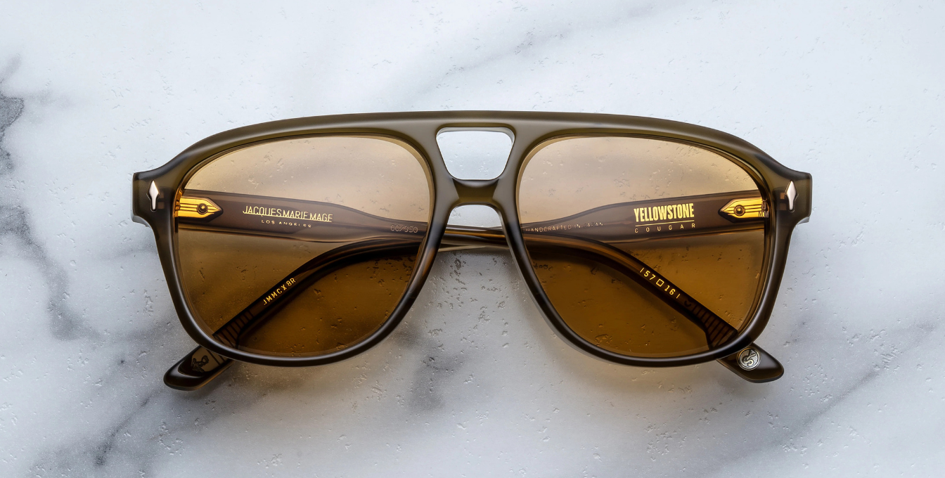 Jacques Marie Mage Cougar | Yellowstone VI | Cougar Luxussonnenbrille mit grünem Rahmen und grünen Gläsern