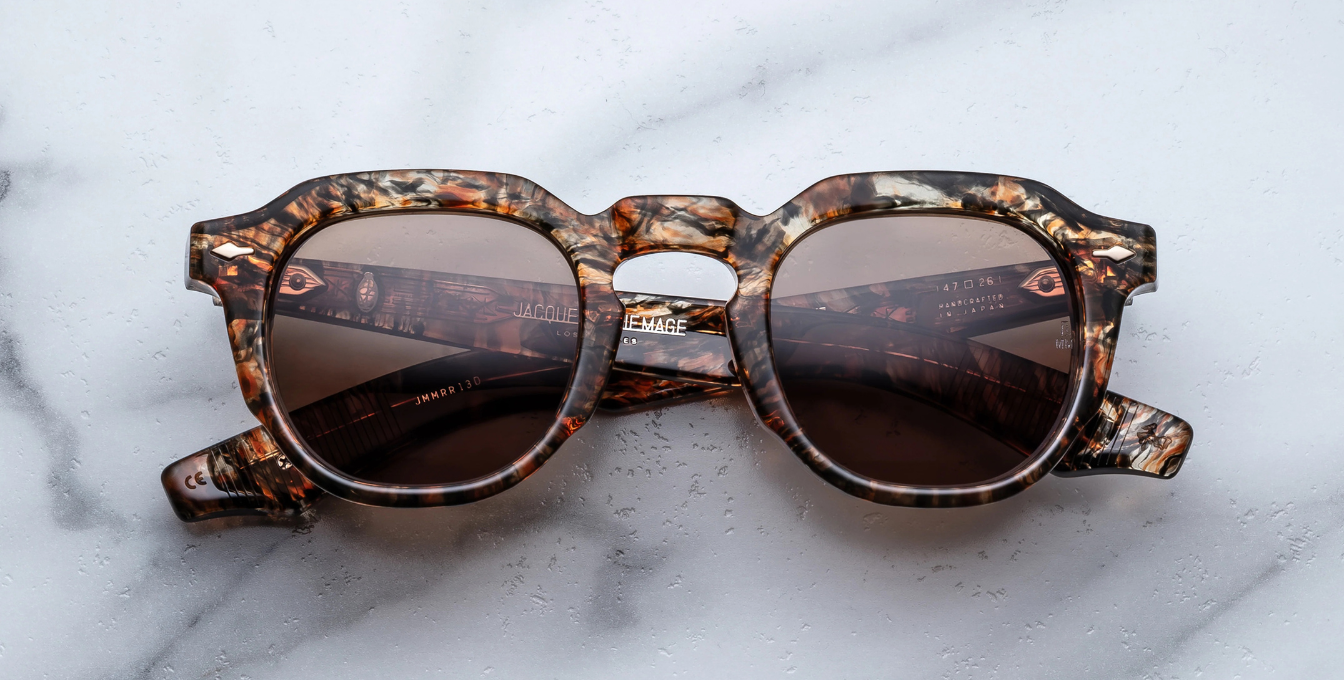 Jacques Marie Mage Firehole River | Yellowstone VI | Firehole River runde Luxussonnenbrille mit braunem Rahmen und braune Gläsern