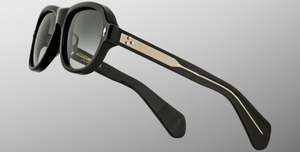 Jacques Marie Mage Richard Viper Luxussonnenbrille mit schwarzem Rahmen und grünen Gläsern