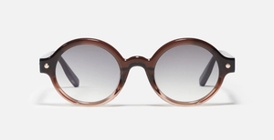 John Dalia P13 | C148 - Luxussonnenbrille mit Roségold braunen Rahmen und grauen Gläsern.