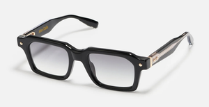 John Dalia P19 | C600 - Luxussonnenbrille mit schwarzen Rahmen und grauen Gläsern. Eckig & Acetat.