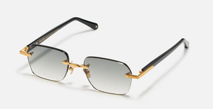John Dalia Dwayne C506, Eckig und aus Stahl. Goldene Rahmen und grünen Gläser