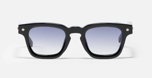 John Dalia P16 | C605 (47) - Luxussonnenbrille mit schwarzen Rahmen und blauen Gläsern.