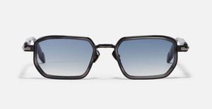 John Dalia Miles | C426 - Luxussonnenbrille mit schwarzem Rahmen und grauen Gläsern.