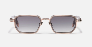 John Dalia Miles | C476 - Luxussonnenbrille mit rosegoldenem Rahmen und grauen Gläsern.