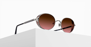 Matsuda M3137 Palladium White - Red - Luxussonnenbrille mit silbernem Rahmen und roten Gläsern handgemacht in Japan