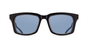 Matsuda M1040 | Black - Luxussonnenbrille mit schwarzem Rahmen und blauen Gläsern handgemacht in Japan