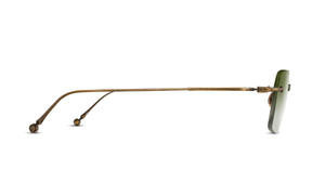 Matsuda M5008 | Antique Gold - Luxussonnenbrille mit goldenem Rahmen und grünen Gläsern handgemacht in Japan