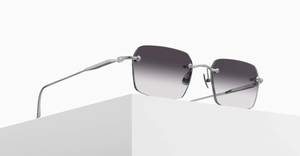 Matsuda M5008 | Brushed Silver - Luxussonnenbrille mit silbernem Rahmen und grauen Gläsern handgemacht in Japan