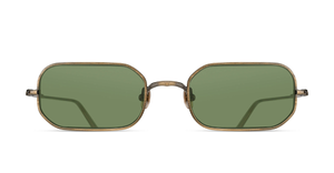 Matsuda M3163 | Antique Gold Sage Green - Luxussonnenbrille mit eckigem goldenen Rahmen und grünen Gläsern, hergestellt in Japan