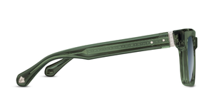 Matsuda M1033 | Bottle Green - Luxussonnenbrille mit grünem Rahmen und blauen Gläsern handgemacht in Japan