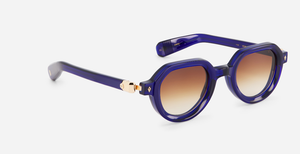 Elnat | SHB/RG-1 - luxuriöse Sonnenbrille in blau mit braunen verlaufsgläsern, gefertigt in Japan