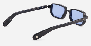 Ran II | N/MB-1 - luxuriöse Sonnenbrille in schwarz mit blauen verlaufsgläsern, gefertigt in Japan