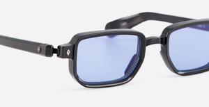Ran II | N/MB-1 - luxuriöse Sonnenbrille in schwarz mit blauen verlaufsgläsern, gefertigt in Japan