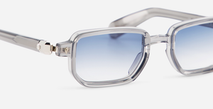 Ran II | MTC/P-1 - luxuriöse Sonnenbrille in weiß mit blauen verlaufsgläsern, gefertigt in Japan