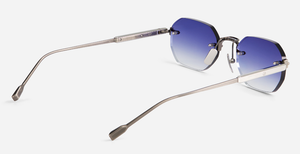 Sato Terebellum II | AS/P randlose Luxussonnebrille mit polygonale Gläsern in Blau mit Metallbügel