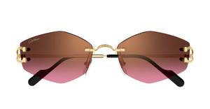 Cartier CT0620S 004 Rahmenlose Luxus-Sonnebrille in Gold mit braunen Gläsern