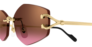 Cartier CT0620S 004 Rahmenlose Luxus-Sonnebrille in Gold mit braunen Gläsern