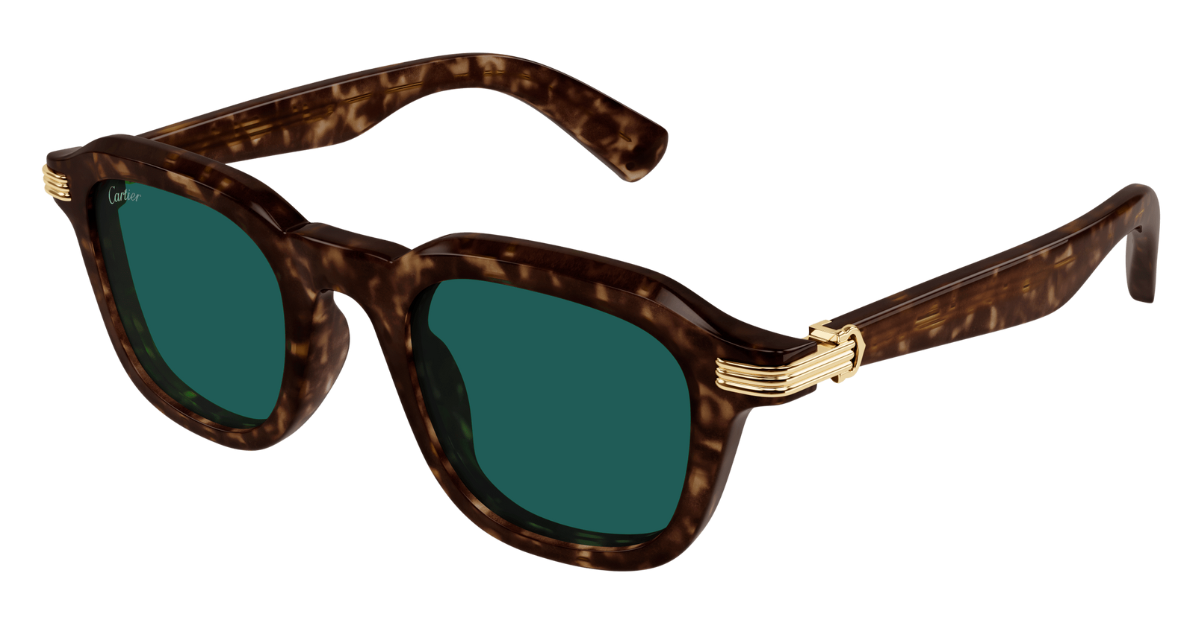 Cartier CT0536S | 002 runde Sonnenbrillen mit havana Rahen und grünen Gläsern