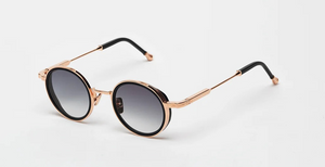 John Dalia Daniel | C140 Runde Luxus-Sonnenbrille mit goldenem Rahmen und grauen Gläsern