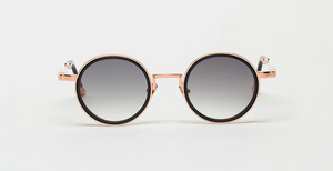 John Dalia Daniel | C140 Runde Luxus-Sonnenbrille mit goldenem Rahmen und grauen Gläsern