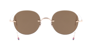 thom browne 938a 711 randlose Titansonnenbrille in gold mit braunen Gläsern