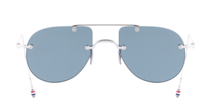 thom browne 939a 045 randlose aviotor sonnenbrille in silber mit grauen gläsern