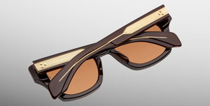 jacques marie mage dealan 53 walnut eckige sonnenbrille in braun mit orangenen gläsern