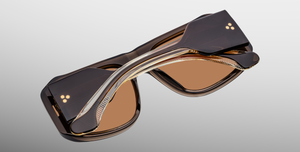 jacques marie mage alfie london eckige sonnenbrille in braun mit dunklen orangenen verlaufsgläser