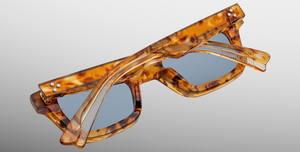 Jacques marie mage casablanca cairo eckige sonnenbrille in havana mit blauen gläsern