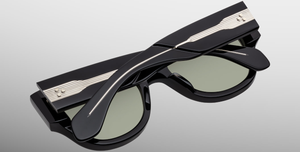 jacques marie mage chelsea cobra eckige sonnenbrille in schwarz mit grünen gläsern
