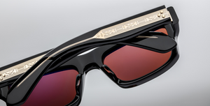 jacques marie mage cleavon 57 ecplise 2 eckige sonnenbrille in schwarz mit roten gläsern