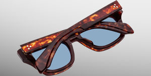 jacques marie mage dealan 53 breccia eckige sonnenbrille in havana mit blauen gläsern