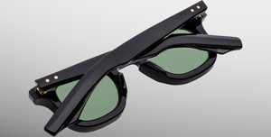 jacques marie mage devaux venom eckige schwarze sonnenbrille mit grünen gläsern