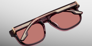 Jacques Marie Mage Dewitt Amarena eckige sonnenbrille in weinrot mit weinroten gläsern