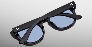 jacques marie mage dr.dream noir ovale sonnenbrille in schwarz mit blauen gläsern