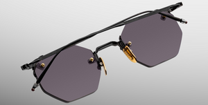 jacques marie mage eldorado black achteckige randlose sonnenbrille in schwarz mit grauen gläsern