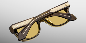 jacques marie mage fly volvox eckige sonnenbrille in grün mit olive farbenen gläsern