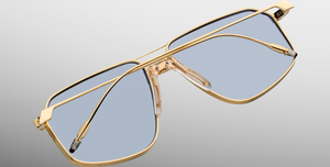 jacques marie mage jagger ciel aviotor sonnenbrille in gold mit blauen verluafsgläsern