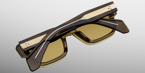 jacques marie mage jeff volvox eckige sonnenbrille in transparentem grün mit olive farbenen gläsern