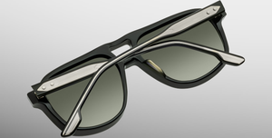 jacques marie mage leonard viper eckige sonnenbrille in schwarz mit grünen verlaufsgläser gläser