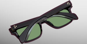 jacques marie mage molino 55 venom eckige sonnenbrille in schwarz mit grünen gläsern